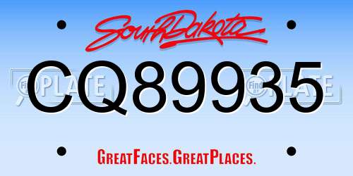 CQ89935 South Dakota License Plate