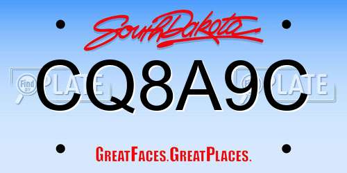 CQ8A9C South Dakota License Plate