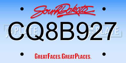 CQ8B927 South Dakota License Plate