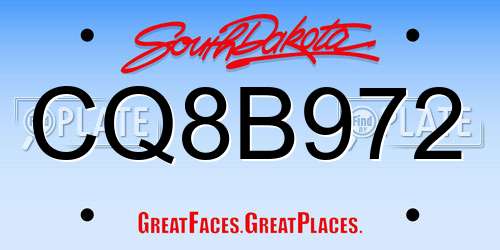 CQ8B972 South Dakota License Plate