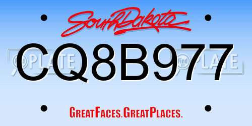 CQ8B977 South Dakota License Plate