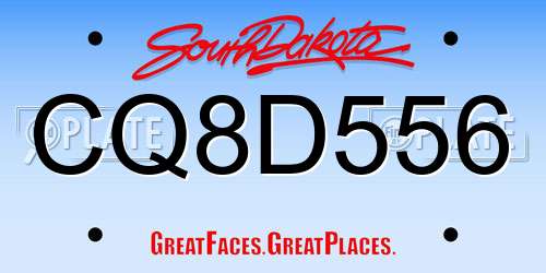 CQ8D556 South Dakota License Plate