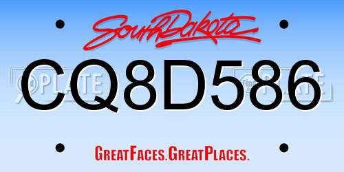 CQ8D586 South Dakota License Plate