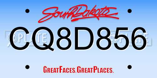 CQ8D856 South Dakota License Plate