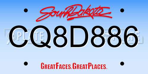 CQ8D886 South Dakota License Plate