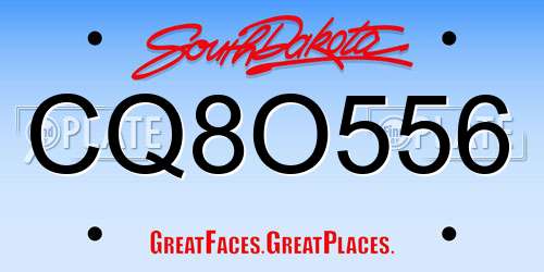 CQ8O556 South Dakota License Plate