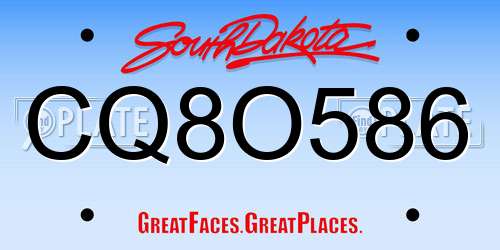 CQ8O586 South Dakota License Plate
