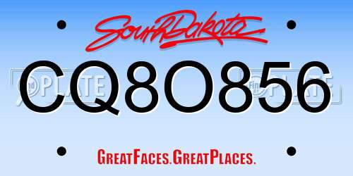 CQ8O856 South Dakota License Plate