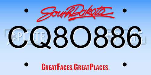 CQ8O886 South Dakota License Plate