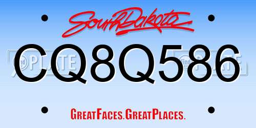 CQ8Q586 South Dakota License Plate