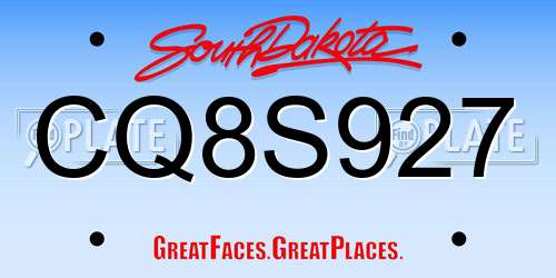 CQ8S927 South Dakota License Plate