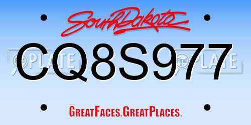 CQ8S977 South Dakota License Plate