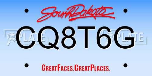 CQ8T6G South Dakota License Plate