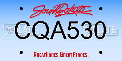 CQA530 South Dakota License Plate