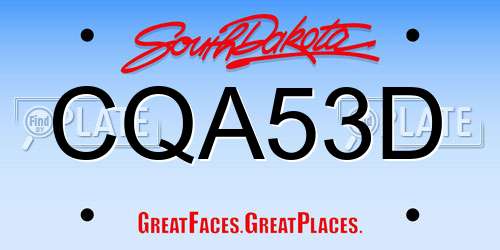 CQA53D South Dakota License Plate