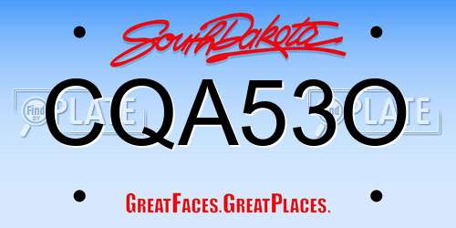 CQA53O South Dakota License Plate