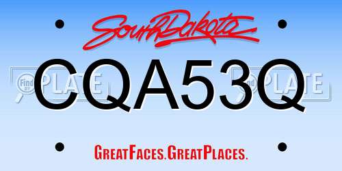 CQA53Q South Dakota License Plate