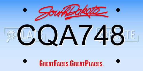 CQA748 South Dakota License Plate