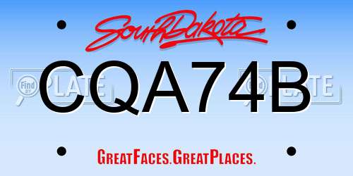CQA74B South Dakota License Plate