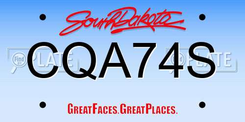 CQA74S South Dakota License Plate