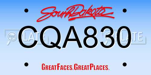 CQA830 South Dakota License Plate