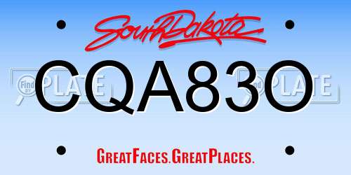 CQA83O South Dakota License Plate
