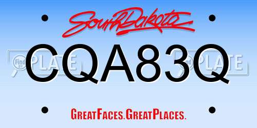 CQA83Q South Dakota License Plate