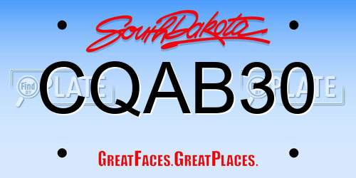 CQAB30 South Dakota License Plate