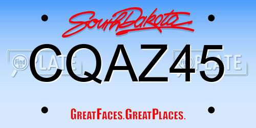 CQAZ45 South Dakota License Plate