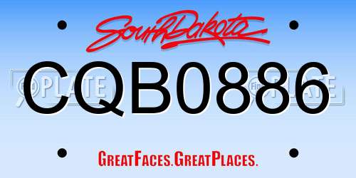 CQB0886 South Dakota License Plate