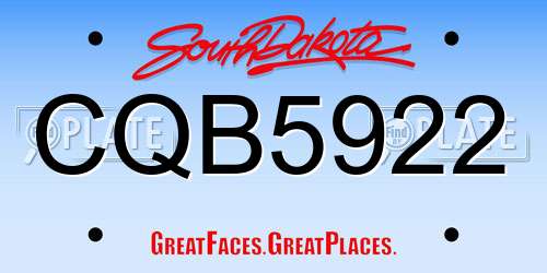 CQB5922 South Dakota License Plate