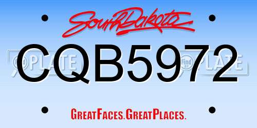 CQB5972 South Dakota License Plate