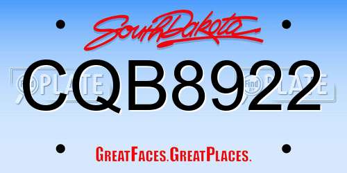 CQB8922 South Dakota License Plate