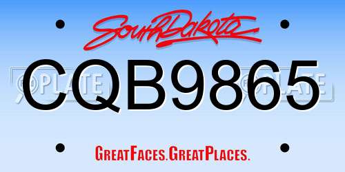 CQB9865 South Dakota License Plate