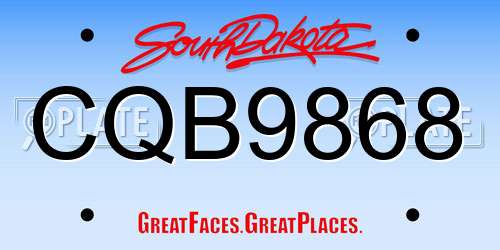 CQB9868 South Dakota License Plate
