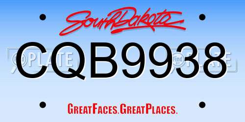 CQB9938 South Dakota License Plate