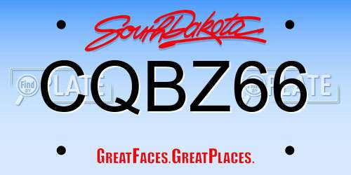 CQBZ66 South Dakota License Plate