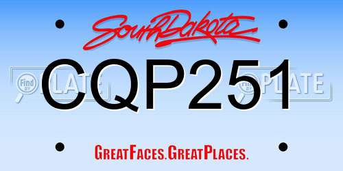CQP251 South Dakota License Plate