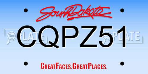 CQPZ51 South Dakota License Plate