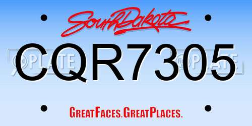 CQR7305 South Dakota License Plate