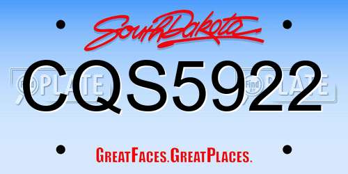 CQS5922 South Dakota License Plate