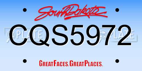 CQS5972 South Dakota License Plate