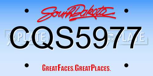 CQS5977 South Dakota License Plate
