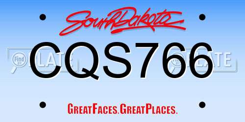 CQS766 South Dakota License Plate