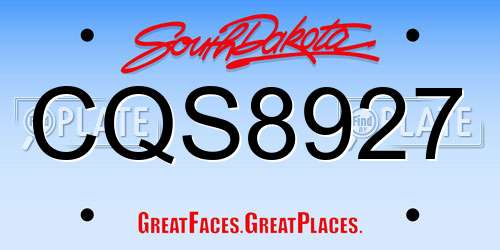 CQS8927 South Dakota License Plate