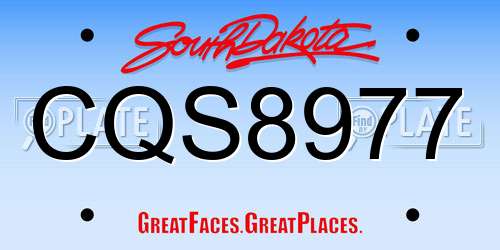 CQS8977 South Dakota License Plate