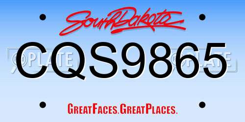 CQS9865 South Dakota License Plate