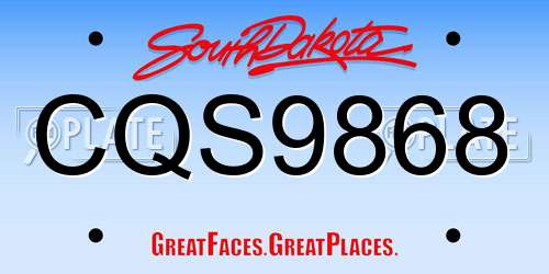 CQS9868 South Dakota License Plate