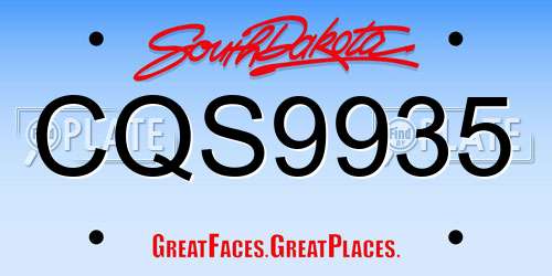 CQS9935 South Dakota License Plate