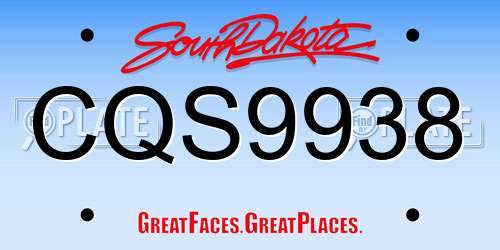 CQS9938 South Dakota License Plate